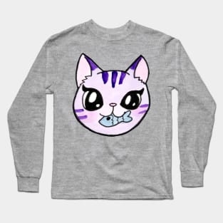 Animal Friends Cat Eating Long Sleeve T-Shirt